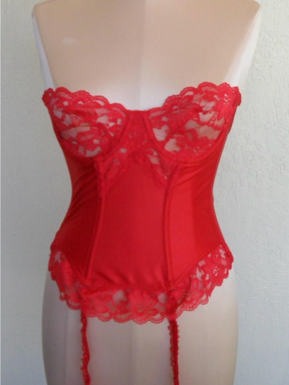 Red Lace Bustier with Garter Straps